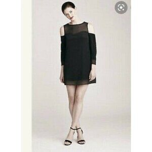 Marie Oliver Womens Anna Shift Dress Black Illusion Neck Cut Out Shoulder XS New